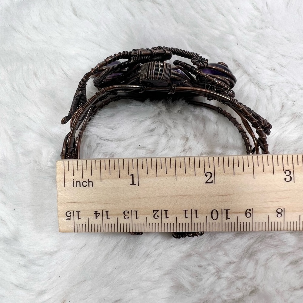 Charoite Amethyst Copper Wrapped Gemstone Bangle ONLY - Picture 7 of 9